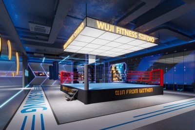 现代健身房搏击台3D模型下载